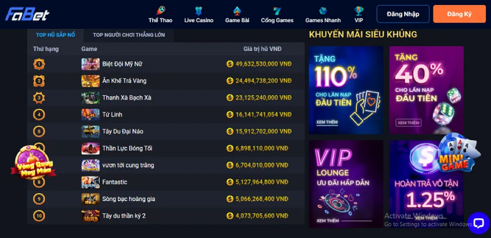 Đa dạng Trò chơi Casino Hong888